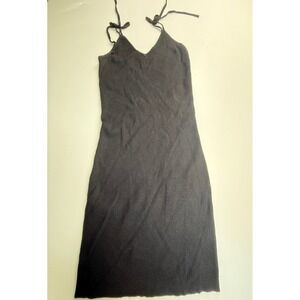 L.A. Hearts Black Ribbed Tie Strap V-Neck Midi Dress - Size‎ M
